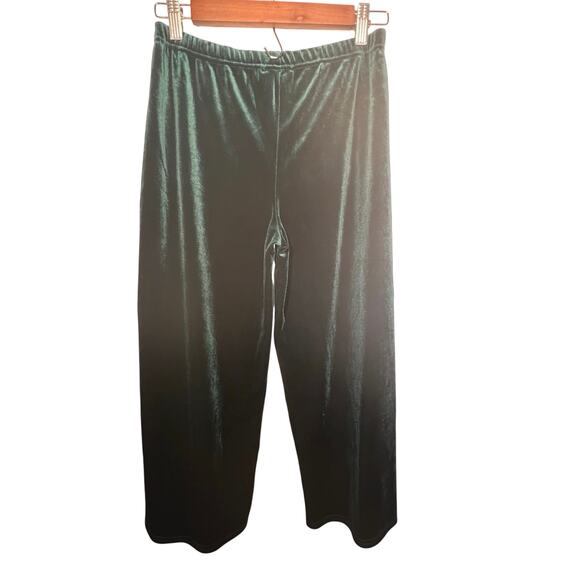 Hot Gal Women's Size S Velvet Emerald Green Wide Leg Elastic Waist Gaucho Pant - Picture 1 of 9